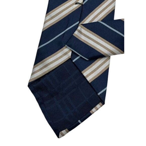 BURBERRY Men's 100% Silk Necktie LUXURY Tie Navy Striped W:3.8" EUC - Picture 5 of 5